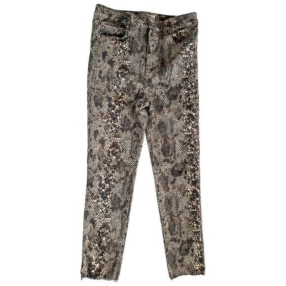 Free People WE THE FREE Womens 31 Snakeskin Print Jeans Frayed High Waist Pants - Picture 5 of 13
